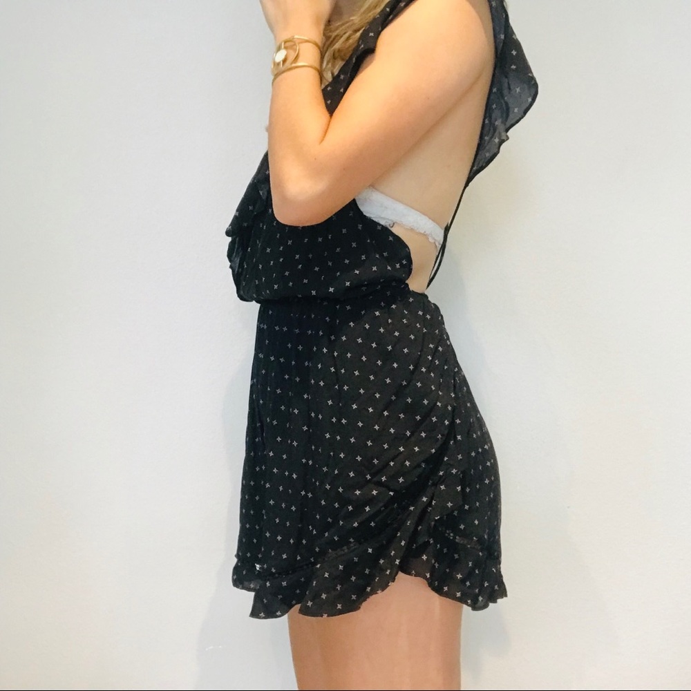 NWT Free People black backless ruffle romper - Picture 4 of 7